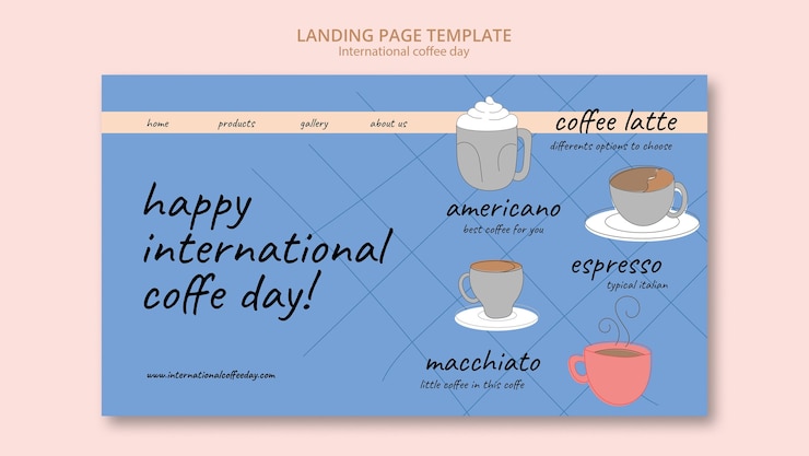 無料PSD フラットなデザインの国際コーヒーの日テンプレート
