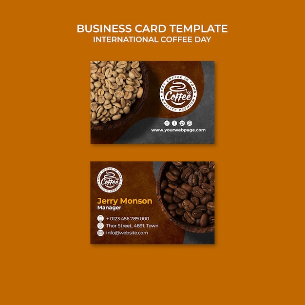 Free PSD flat design international coffee day template