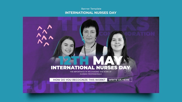 Free PSD flat design international nurses day banner template