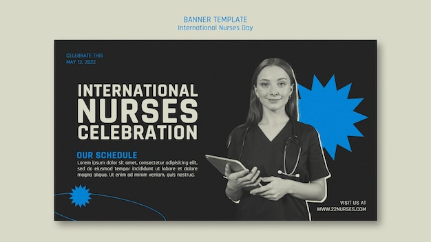 Free PSD flat design of international nurses day banner template