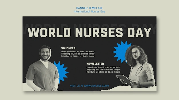 Free PSD flat design of international nurses day banner template