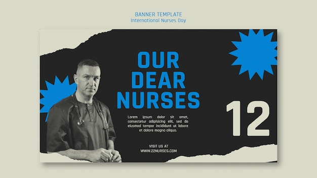Design piatto del modello di banner per la giornata internazionale degli infermieri
