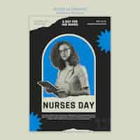 Free PSD flat design of international nurses day poster template