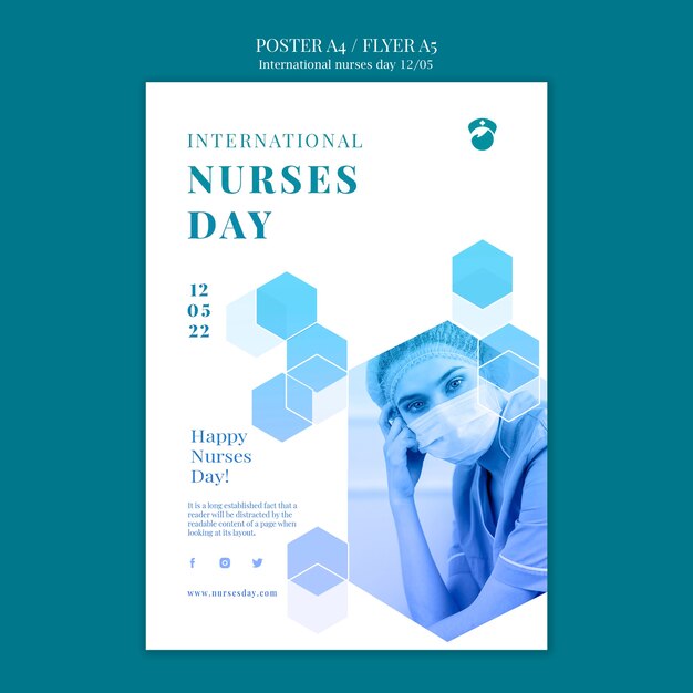 Free PSD flat design international nurses day template