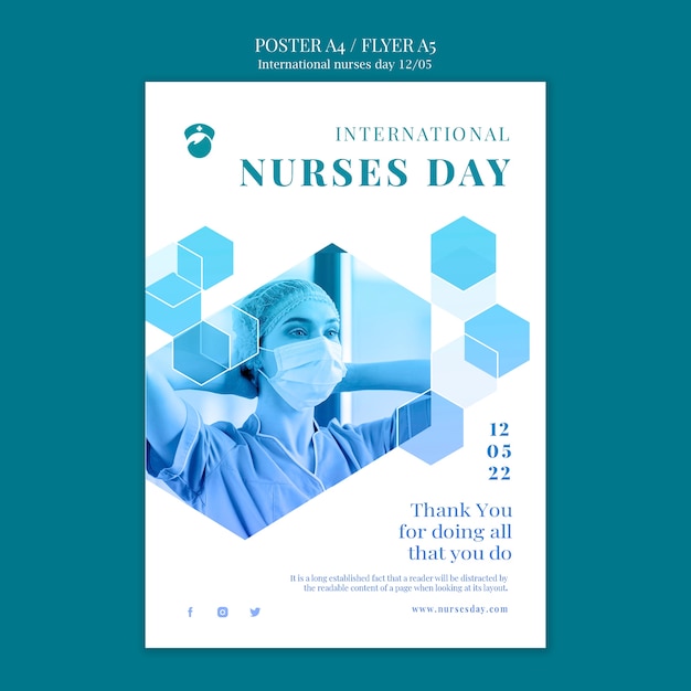 Free PSD flat design international nurses day template