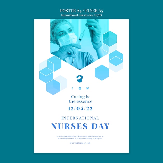 Free PSD flat design international nurses day template