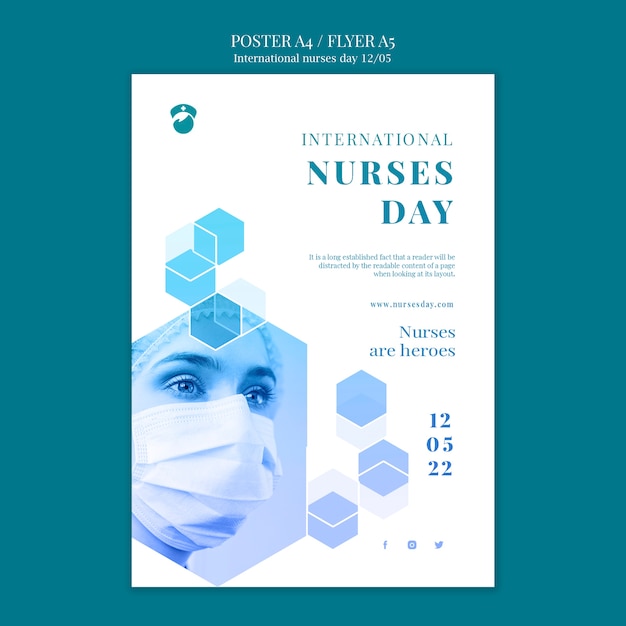 Free PSD flat design international nurses day template