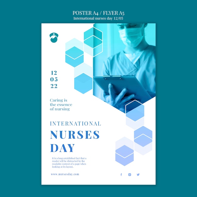 Free PSD flat design international nurses day template