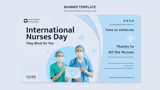 Free PSD flat design international nurses day template