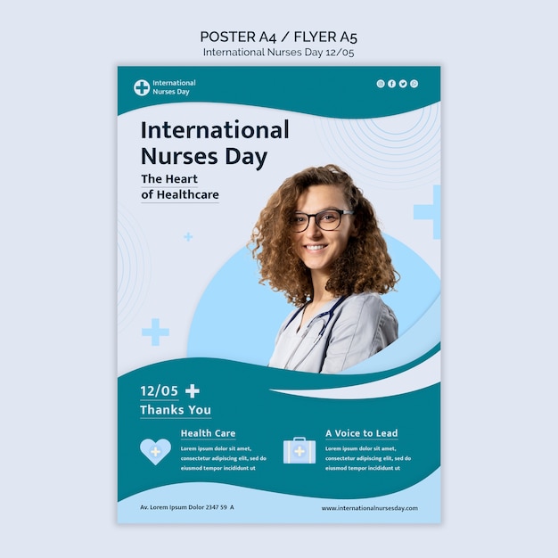 Flat design international nurses day template