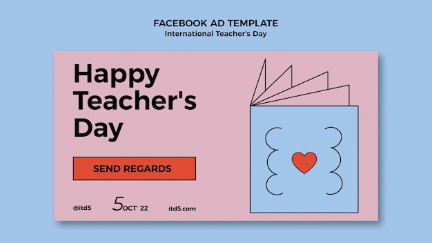 Free PSD flat design international teacher's day template