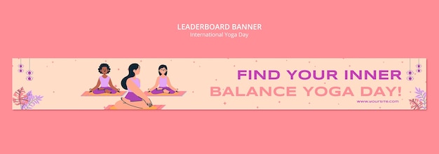 Free PSD flat design international yoga day template