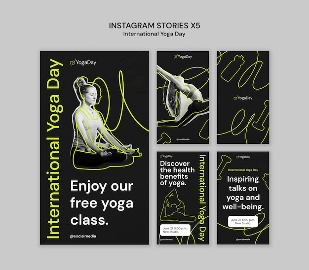 Free PSD flat design international yoga day template