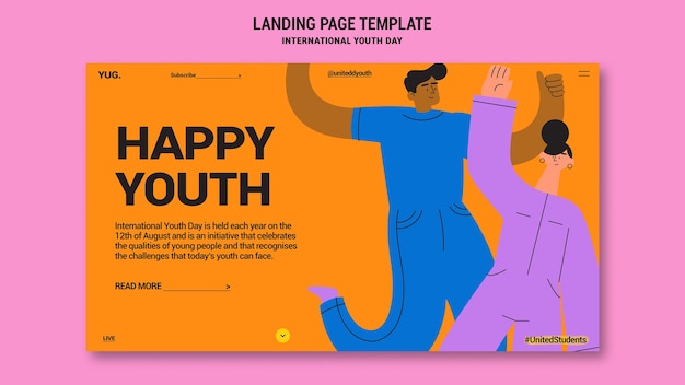 Flat design international youth day template