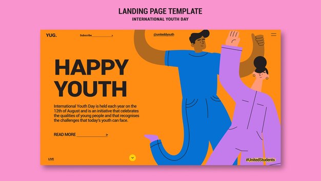 flat design international youth day template