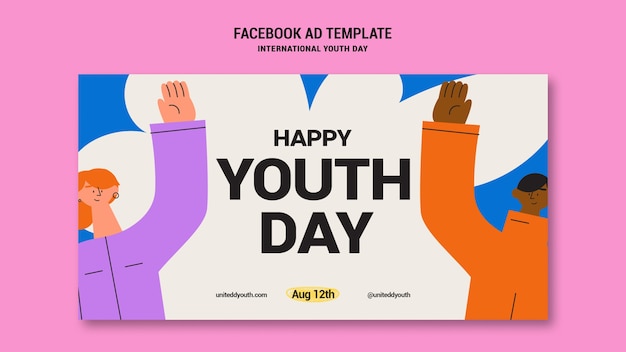 Free PSD flat design international youth day template