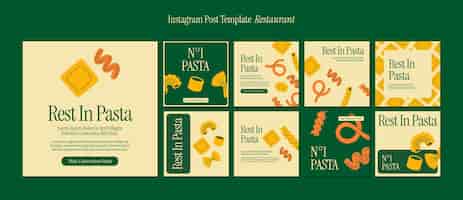 PSD gratuito post su instagram di ristoranti italiani dal design piatto