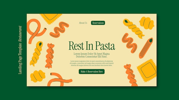 Pagina di destinazione del ristorante italiano dal design piatto