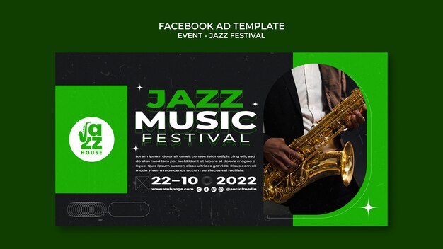 PSD gratuito modello di annuncio facebook jazz dal design piatto