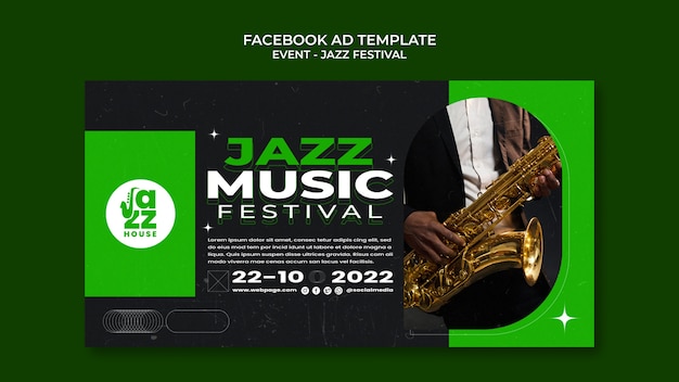 Modello di annuncio facebook jazz dal design piatto