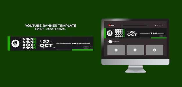 フラットなデザインのジャズ youtube チャンネル アート テンプレート