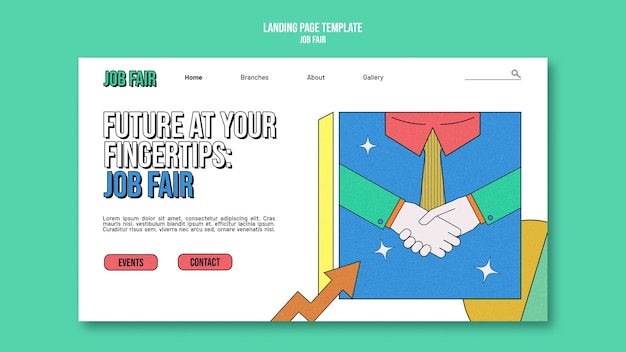 Flat design job fair landing page template