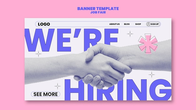 Free PSD flat design job fair landing page template