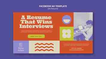 Free PSD flat design job resume facebook template