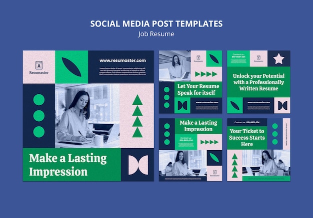 Flat Design Job Resume Instagram Posts – Free Download