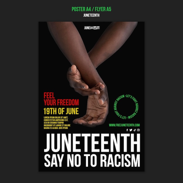 Free PSD flat design juneteenth template