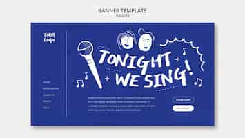 Free PSD flat design karaoke banner template