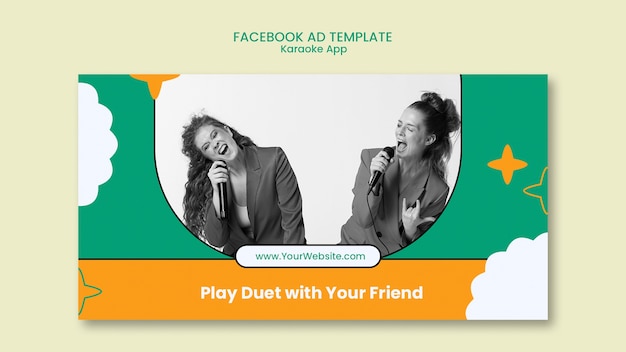 Flat design karaoke fun facebook template