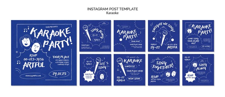 Free PSD flat design karaoke instagram stories template