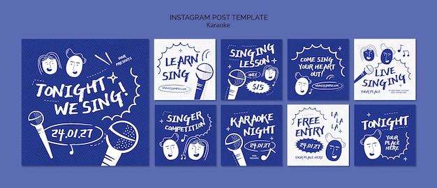 PSD gratuito modello di storie di instagram karaoke design piatto