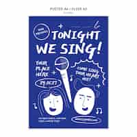 Free PSD flat design karaoke poster template