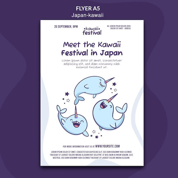 Flat design kawaii japan template