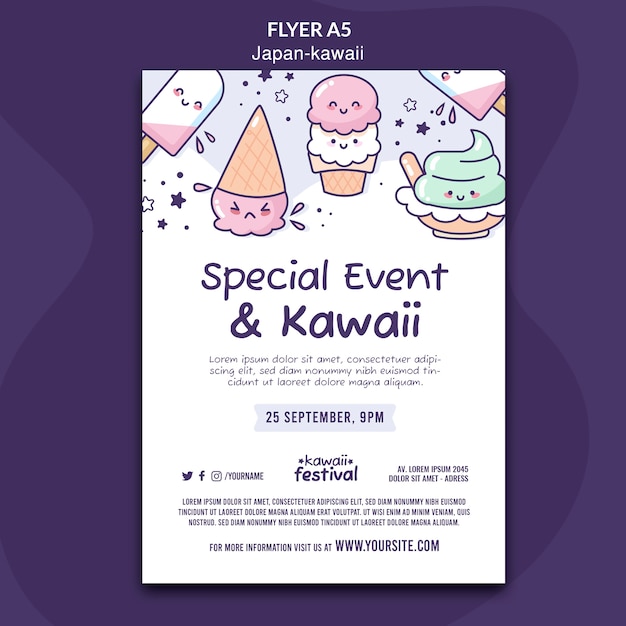 Flat design kawaii japan template