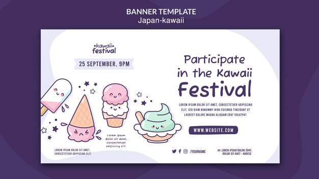 Flat design kawaii japan template