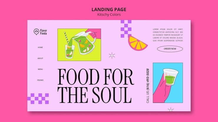 Free PSD flat design kitschy colors template