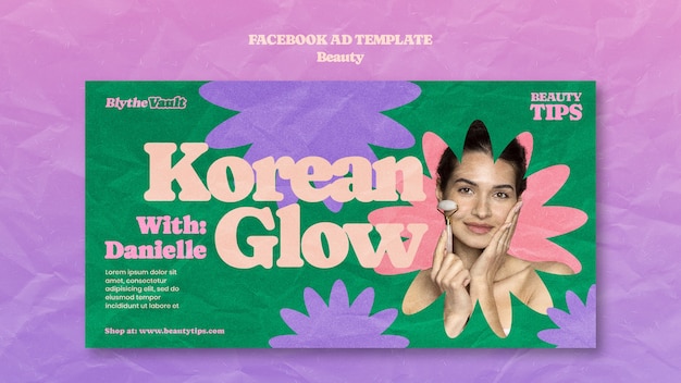 Free PSD flat design korean beauty facebook template