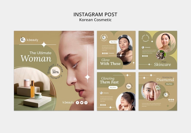PSD gratuito modello di bellezza coreano design piatto