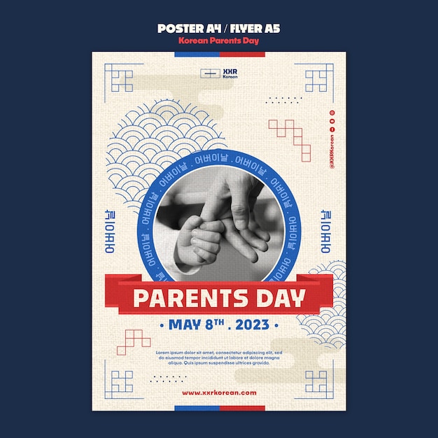 Free PSD flat design korean parents day template