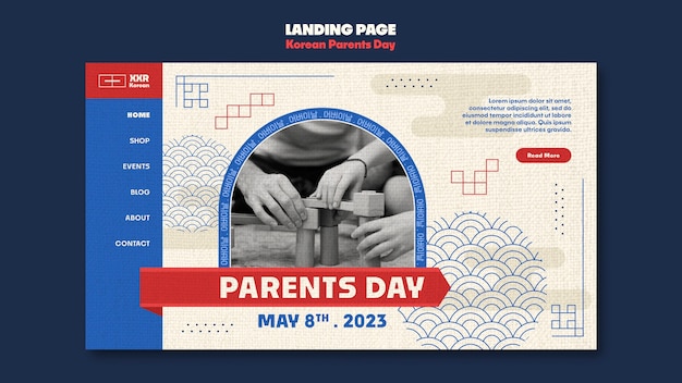 Бесплатный PSD Плоский дизайн корейского шаблона дня родителей