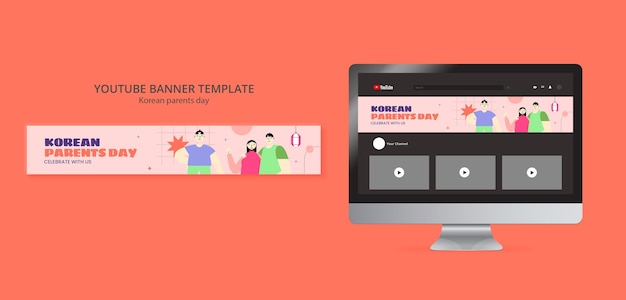 Free PSD flat design korean parents day template