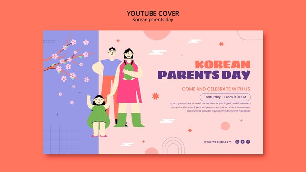 Free PSD flat design korean parents day template