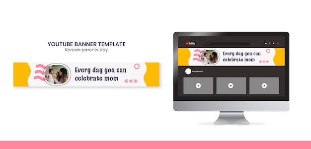 Free PSD flat design korean parents day youtube banner