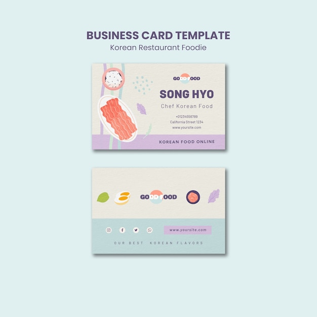 Free PSD flat design korean restaurant template