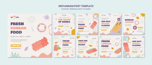 Free PSD flat design korean restaurant template