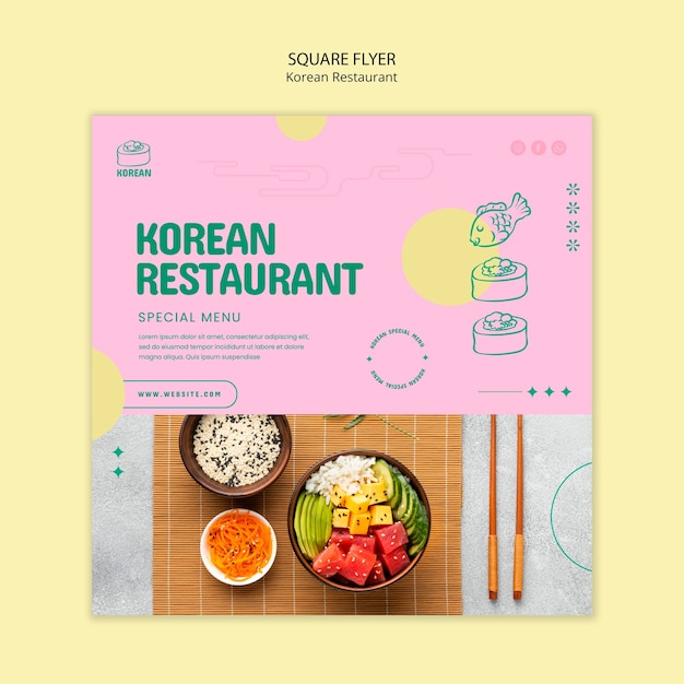 Flat design korean restaurant template