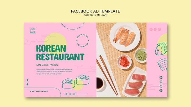 Free PSD flat design korean restaurant template